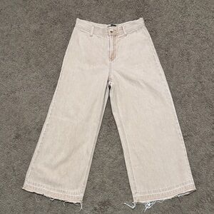 Sincerely Jules 100% Cotton High Waisted Wide Leg Cropped Pants-3/26-Light Pink